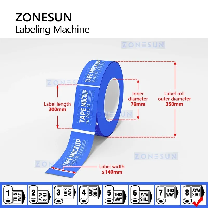 ZONESUN Wrap Around Labeler for Cylindrical Containers Bottle Jar Can Application Belt Tabletop Labeling Machine ZS-TB150