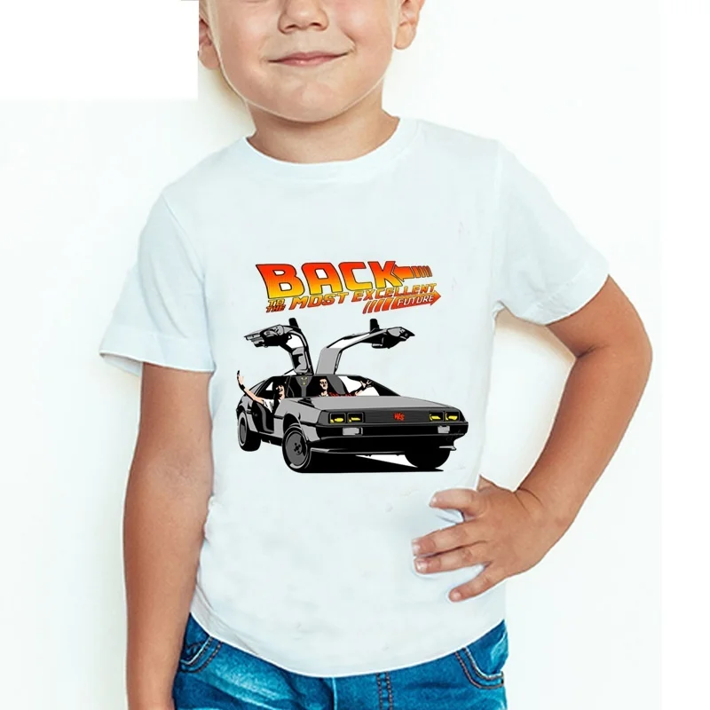 Camiseta de algodón de Back to the Future DMC Delorean para niños, moda de verano, para hombres, mujeres, adultos, niños, niñas, padres e hijos