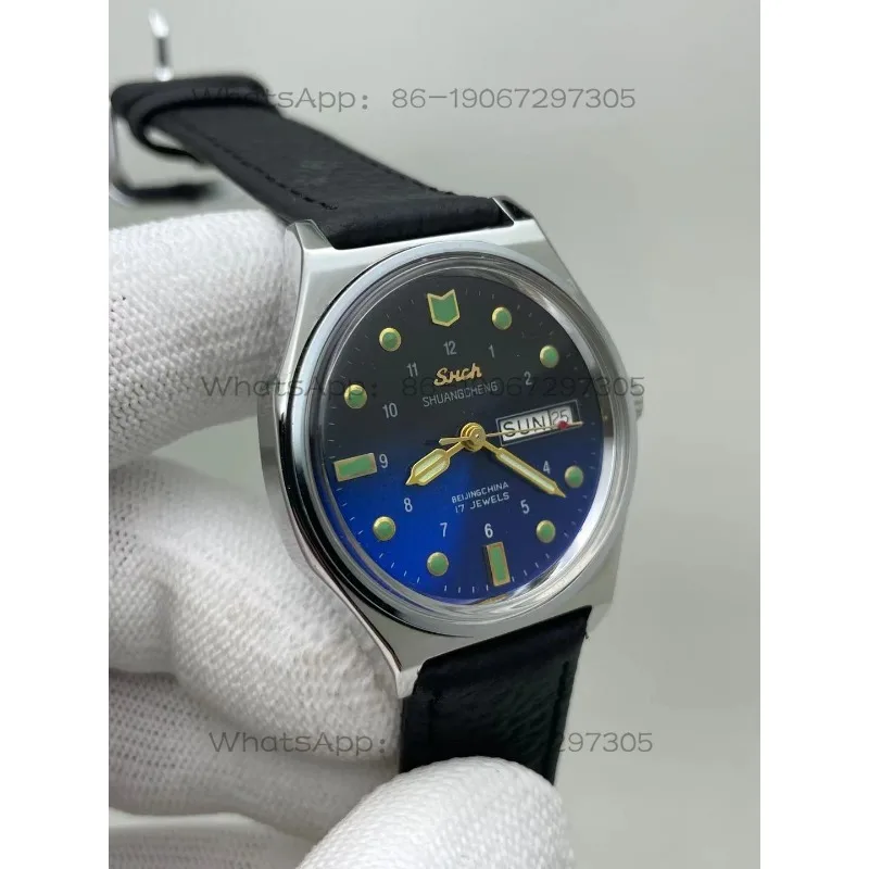 montre-mecanique-manuelle-a-cadran-bleu-a-changement-progressif-double-calendrier