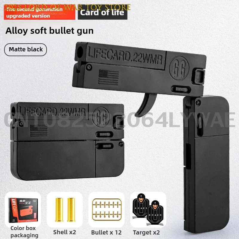 Pistolet pliant en alliage Lifecard amélioré, jouet, balle molle, modèle de tir, pistolet pour adultes, enfants, garçons, cadeaux de noël, 2.0