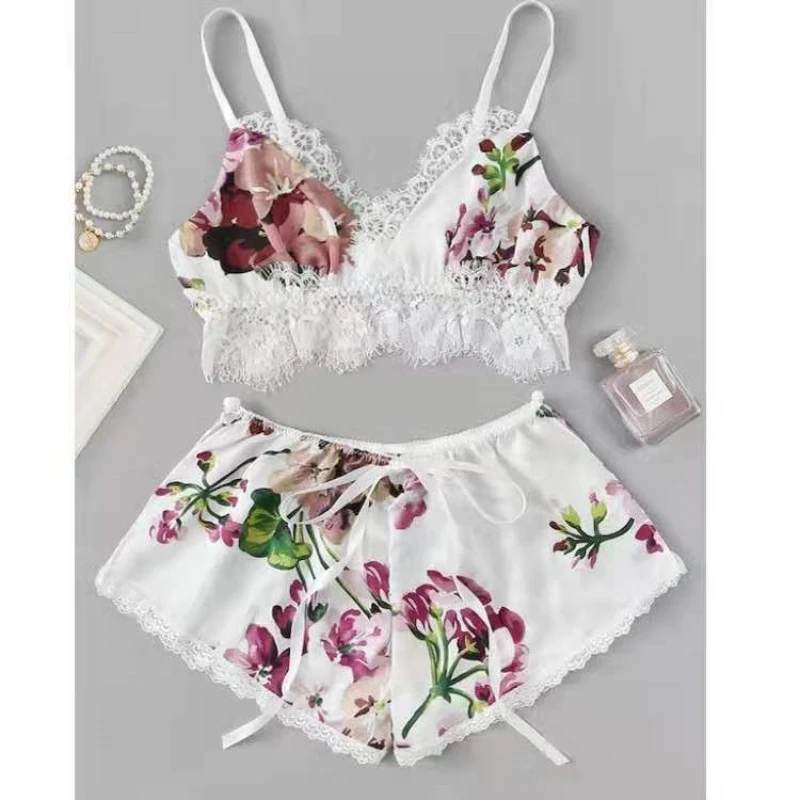 Sexy Lingerie Voor Hete Meisjes, Kanten Bretels Pyjama, Zomer Sexy Gepassioneerde Jarretelshorts, Huiskleding