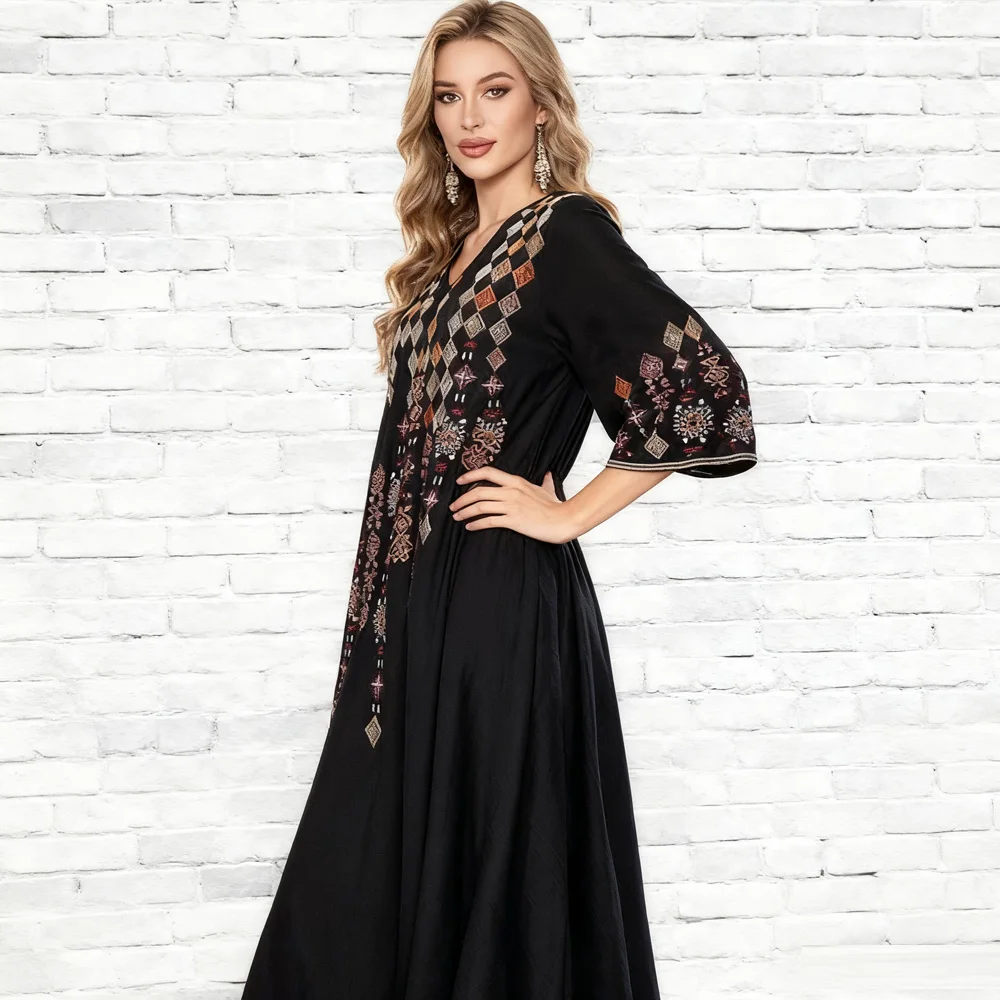 

Элегантные мусульманские женские платья в Дубае Абая, Рамадан, исламская одежда, турецкий кафтан, кафтан, марокканский женский халат с вышивкой, Джалабия Ид