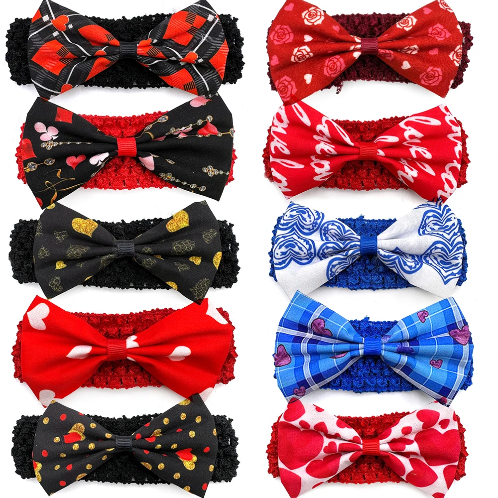 30/50pcs Pet Dog Collar Accessories Small Middle Large Dog Bow Tie with Elastic Band for Valentine's Day Pet Dogs Holiday Bow