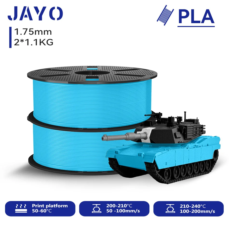 JAYO 2,2 kg 3D-PLA-Druckerfilament 1,75 mm, ungiftig und blasenfrei, PLA-Kunststoff als 3D-Druckfilament für 99 % der 3D-FDM-Drucker und -Stifte