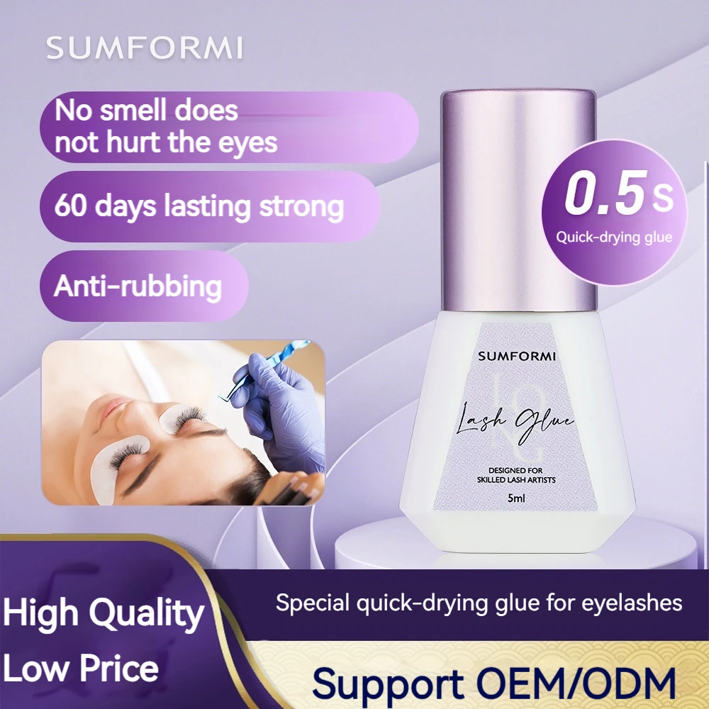 

SUMFORMI 0.5s Glue for Eyelash Extension Dry Thin Black Lash Glue Low Odor Eyelashes Glue Waterproof Lash Extension Supplies