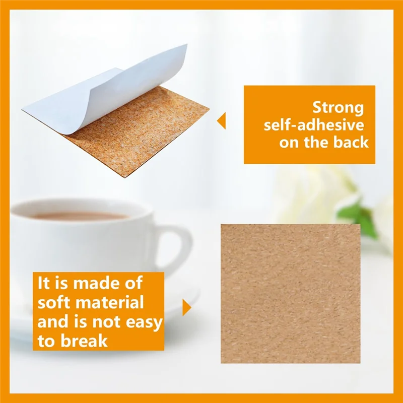

G6-150PCS Self Adhesive Cork For Coasters, Bulk 4X4inch Coaster Bottoms Self Adhesive,Squares Cork Pads With Adhesive Back Durab