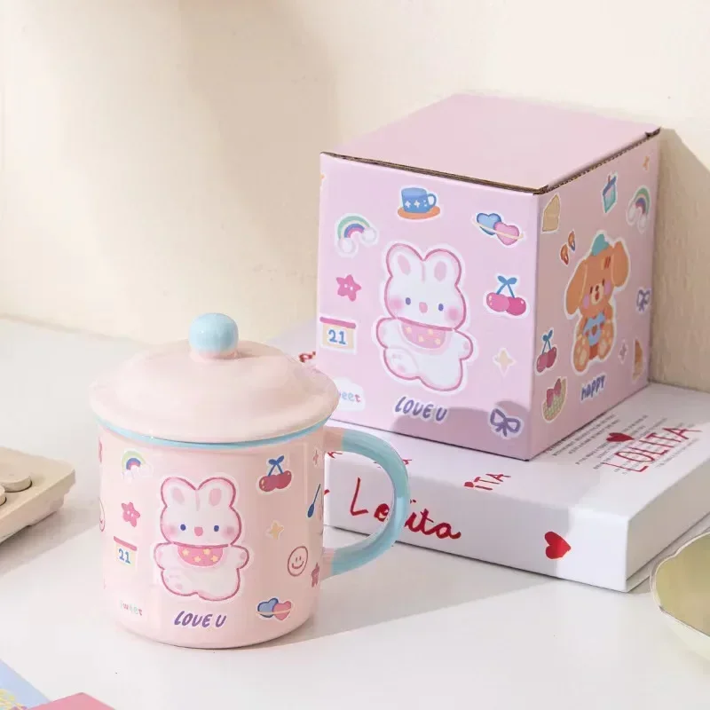 Mug Cup Coffee Milk Tea Water with Lid Handle Cute Funny for Girls Children Friends Women Gift Gifts Ceramic Cups Mugs