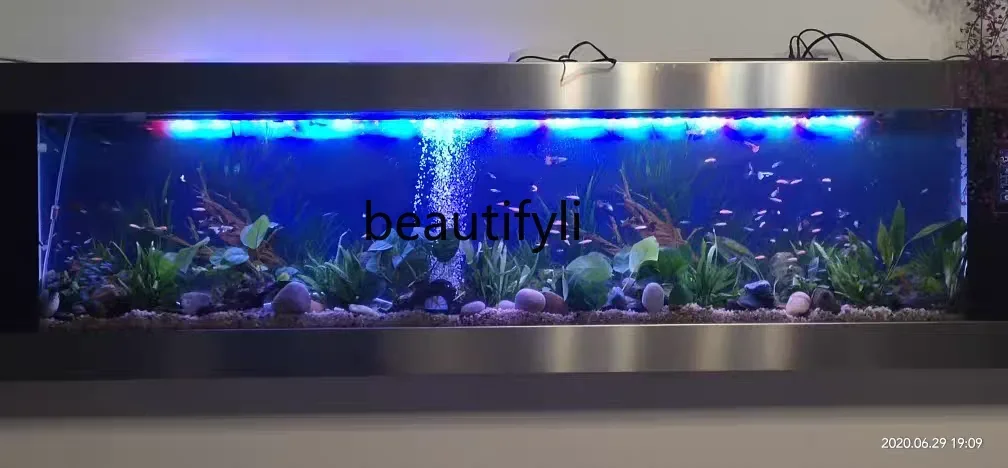 zqChampagne Silver Brushed Wall Hanging Ecological Large Aquarium Aquarium Wall Hanging Wall