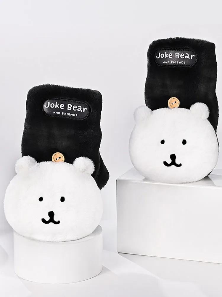 

JokeBear Flip Top Gloves, Convertible Fingertips for Touchscreen, Cute Cartoon Winter Mittens, Warm & Waterproof for Outdoor