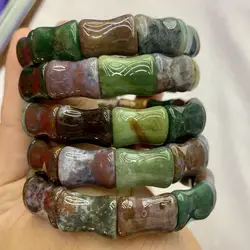 Natural Bloodstone/Heliotrope Stone Beads Bracelet Gemstone Jewelry Bangle For Woman For Man For Gift Wholesale