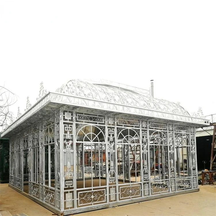 Wrought Iron Tropical Glass Conservatory Greenhouse Steel Glasshouse