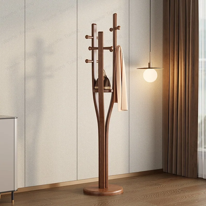 Solid wood coat rack Floor-to-ceiling bedroom Vertical wooden living room Household ash wood hanger Foyer hotel clothes rack
