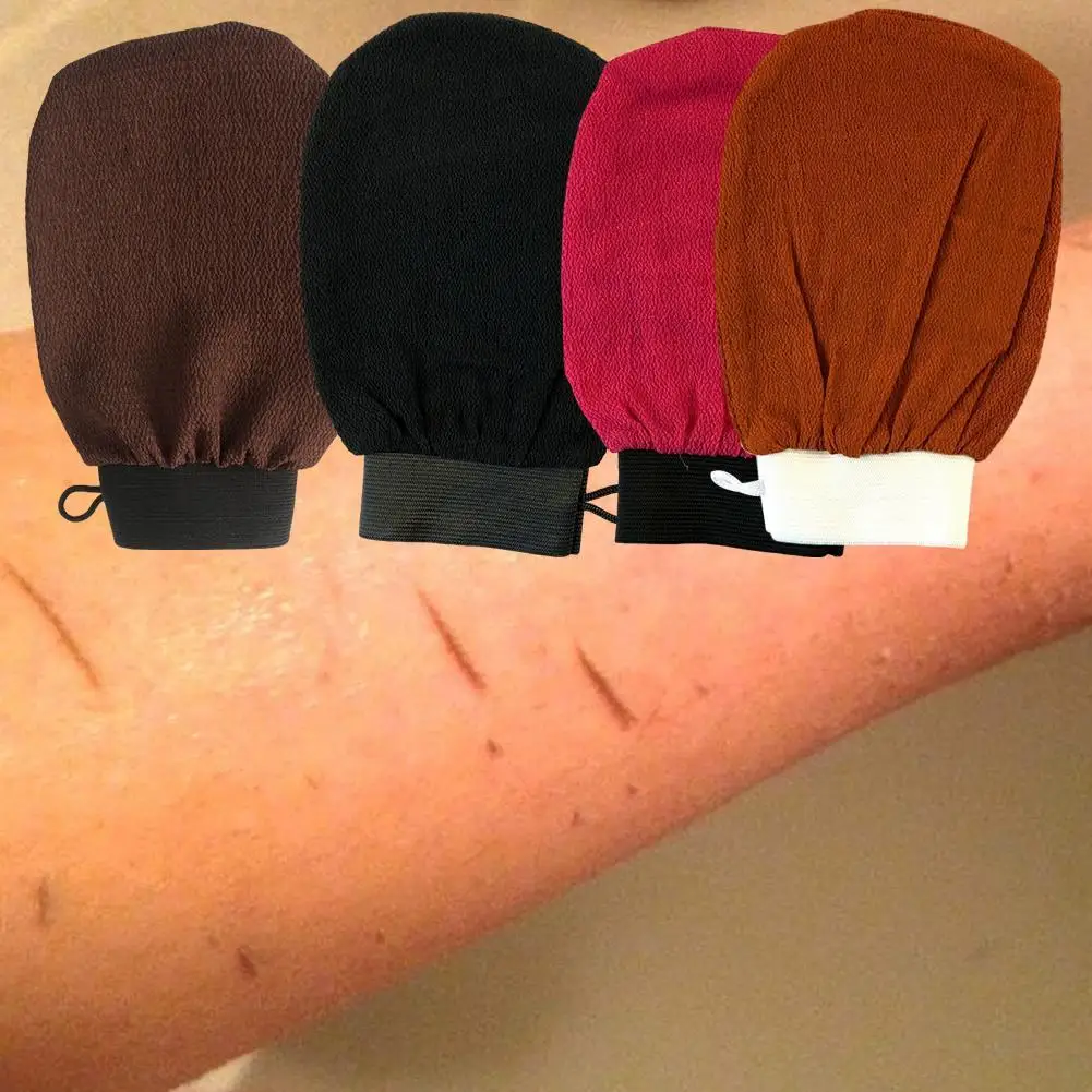 

Exfoliating Bath Glove For Dead Skin Removal Black Rayon Massage Wash Mitt For Body Scrubbing Spa Smooth Skin Clean Tool