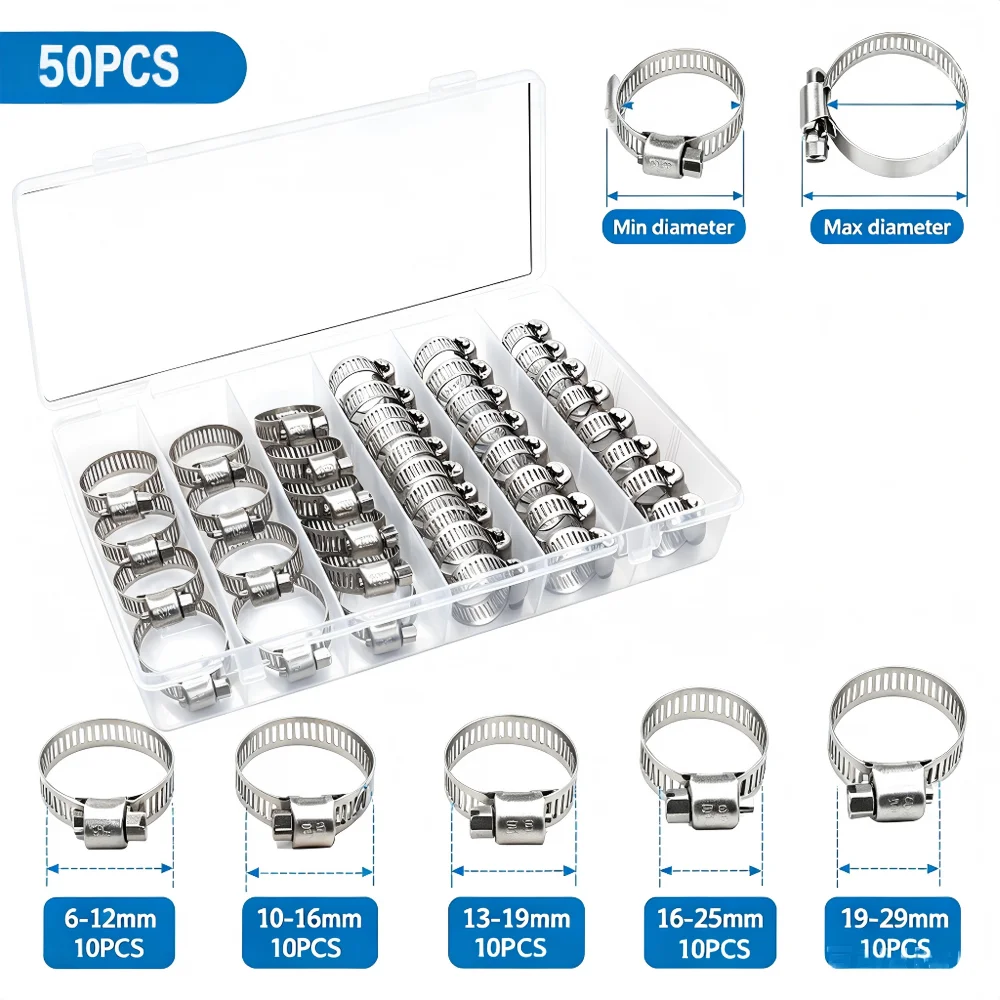 kit-de-50-abracadeiras-de-rosca-sem-fim-em-aco-inoxidavel-clipes-ajustaveis-para-fixacao-de-mangueiras-de-Agua-ar-Oleo