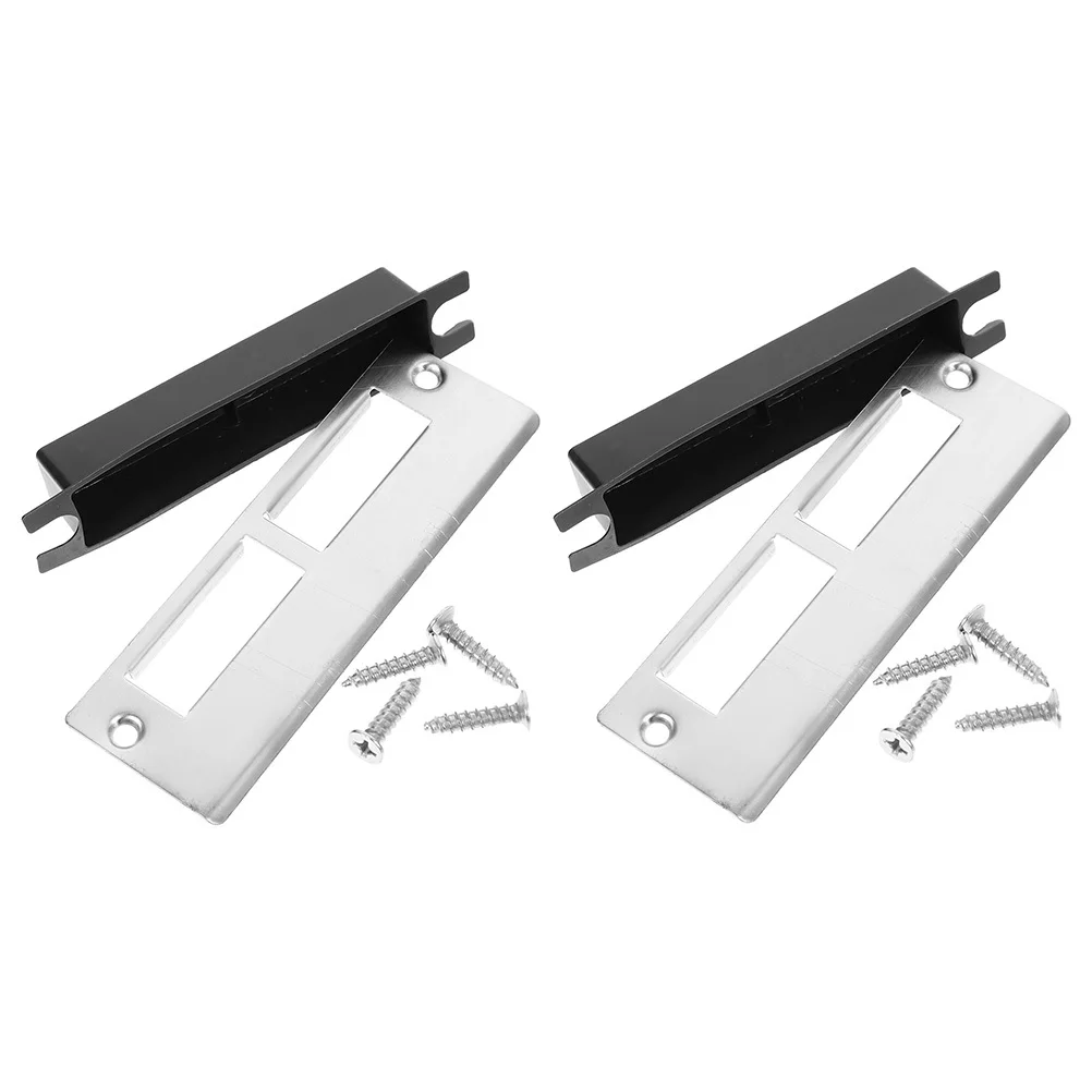 Juego de 2 accesorios de cerradura de bola, placa de sujeción de puerta de Metal, refuerzo resistente para uso comercial residencial, placa de cubierta de cerrojo