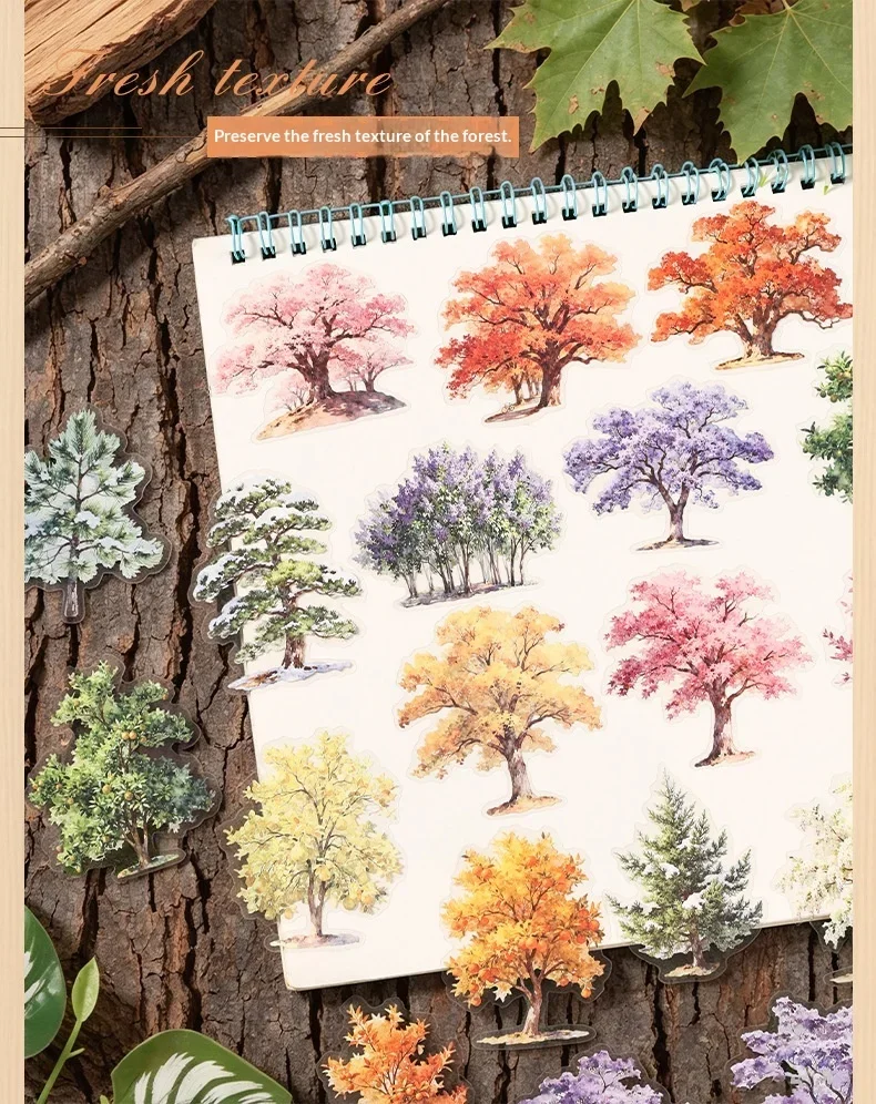 JIANWU Vintage Tree Landscape Material Collage Scrapbooking PET Sticker Creative DIY Journal Stationery