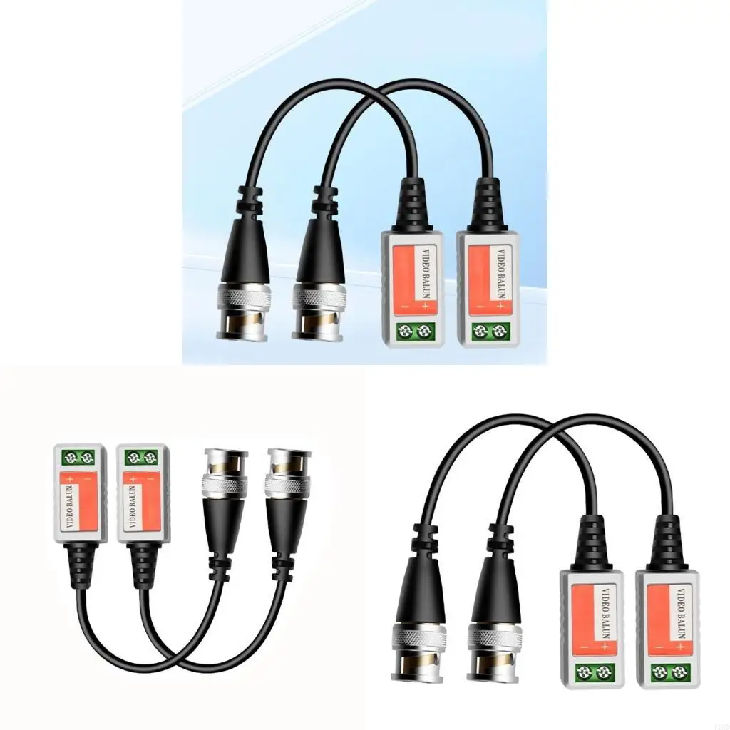 J1HD Video Balun Connectors Mini CCTV BNC Passive Video Balun Transceiver Cable for Security Camera System Extension