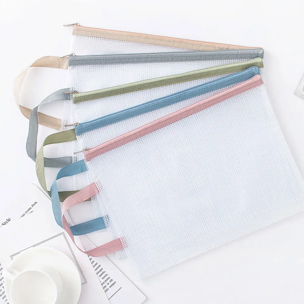 

Набор из 5 прозрачных сетчатых папок-файлов формата А4 на молнии, водонепроницаемый органайзер для документов для студентов, учителей, для использования в классе