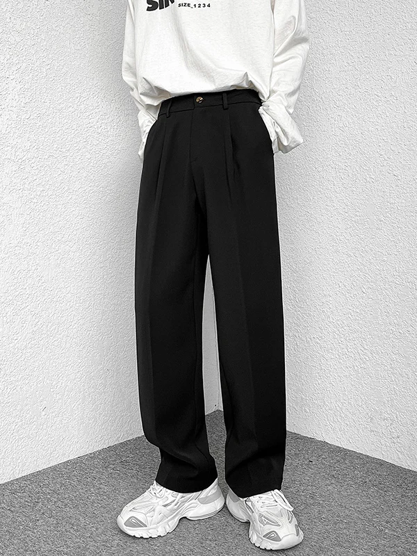 

Fall Winter 5XL Size Fce Lined Floor Length Draped Thi Straight Leg Men's Casual Pants Warm All-Season Polyester Spandex