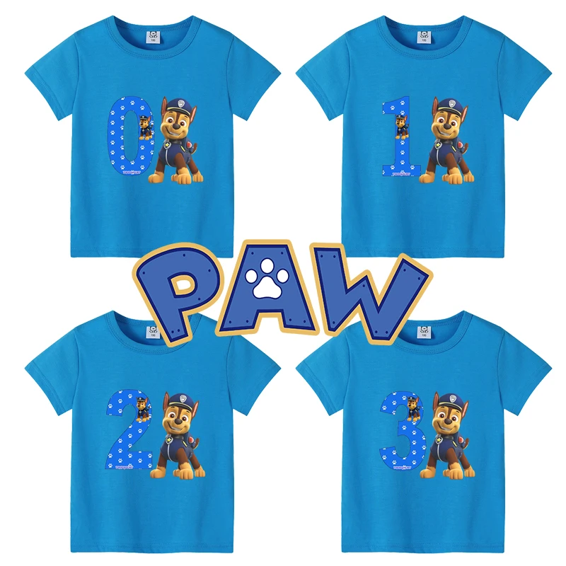 

Paw Patrol Kids T-shirt Cute Cartoon Cotton Top Kawaii Chase Printed Pullover Boys Girls Summer Casual Clothes Birthday Gifts