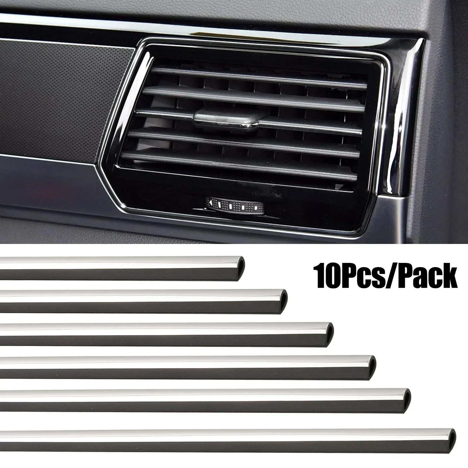 10Pcs Car Interior Air Conditioner Outlet Decoration Stripes Cover Accessories Air Conditioner Outlet Decoration Stripes Cover