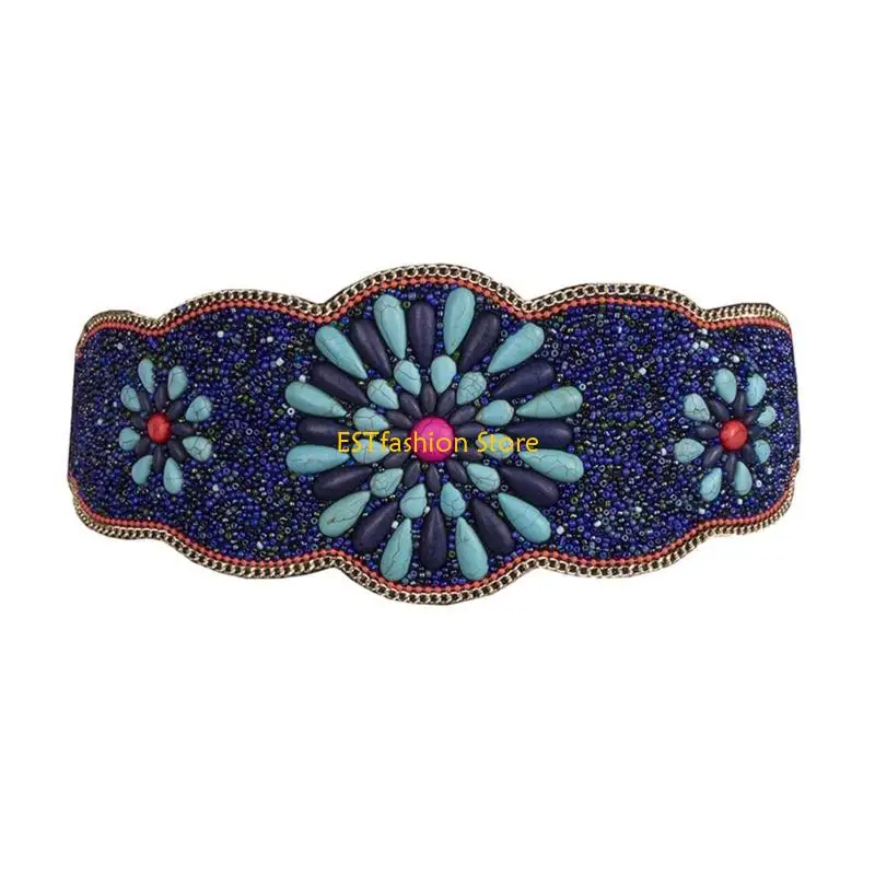 y5gc-turquoise-beaded-corset-belt-for-women-ethnic-girdle-belt-boho-style-belt-for-beach-dress-girl-elastic-casual-waist-belt