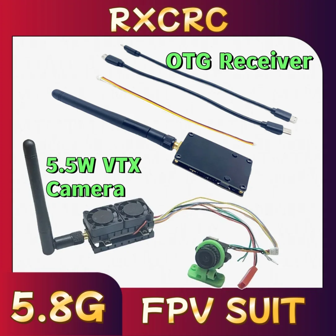

RXCRC 5.8G 5.5W Video VTX transmitter FPV1200TVL Camera 130° AND OTG Receriver 720*480/FPs For RC Multicopter FPV Drone Part