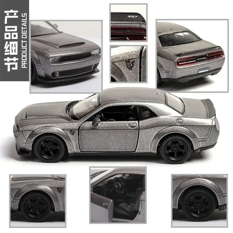 1:36 Dodge Challenger SRT Demone Auto Sportiva Pressofuso In Lega Modello di Auto Giocattolo Con Tirare Indietro Per I Regali Dei Bambini Collezione di Giocattoli A141