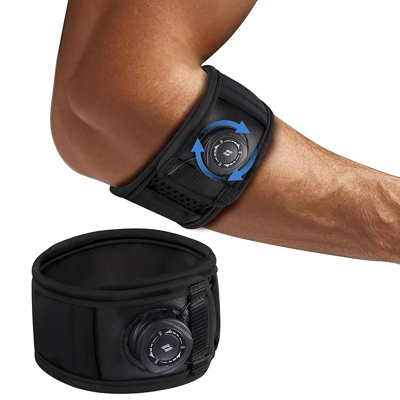 `Adjustable Knob Elbow Brace Silicone Pad Compression Sports Elbow Support for Men Women Tennis Badminton Volleyball Fitness` view 6