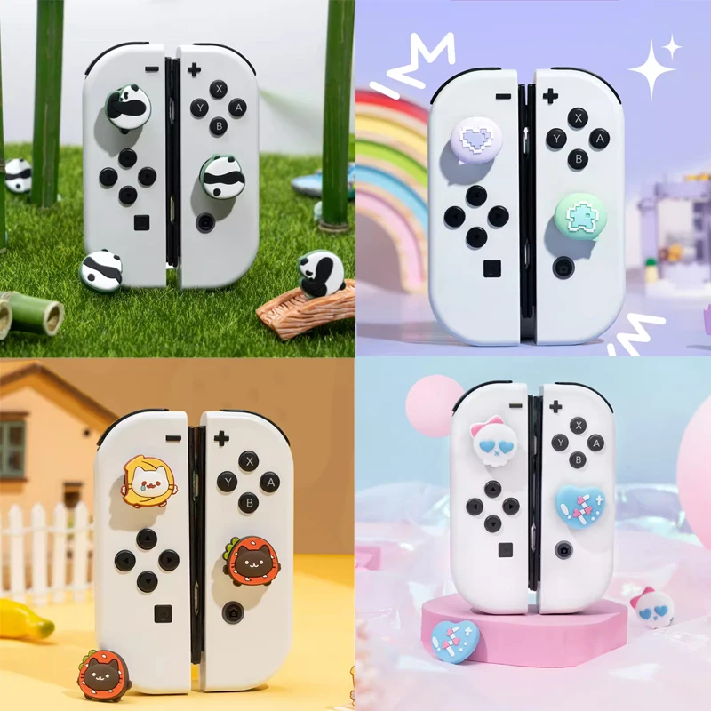 Cute Panda Meow Gift Silicone Soft Thumb Stick Grip Cap Joystick Cover For Switch NS Oled/Lite Joy-con Bling Thumbstick Case