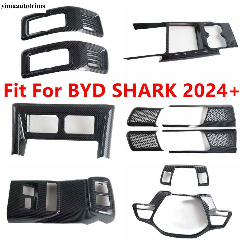 

Steering Wheel / Gear Shift Panel / Air AC Vent / Rear Anti Kick Cover Trim For BYD SHARK 2024 2025 ABS Carbon Fiber Accessories