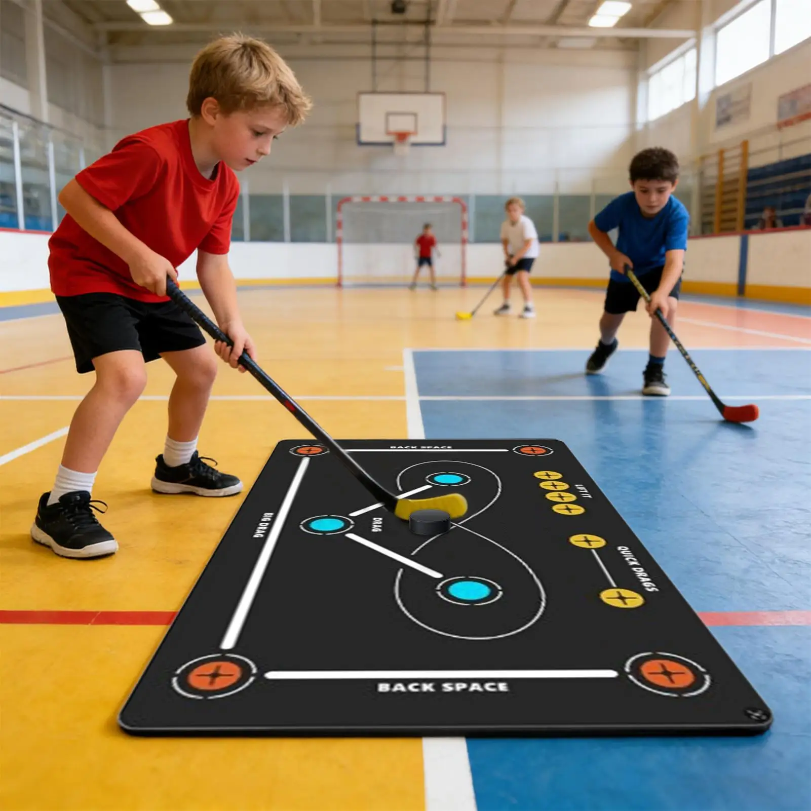 

Тренировочный коврик для футбола 47*32 дюйма, оборудование для тренировки ловкости, оборудование для тренировок по хоккею, для использования в помещении и на улице, для спортзалов, полей, детских площадок, для тренировки на полу