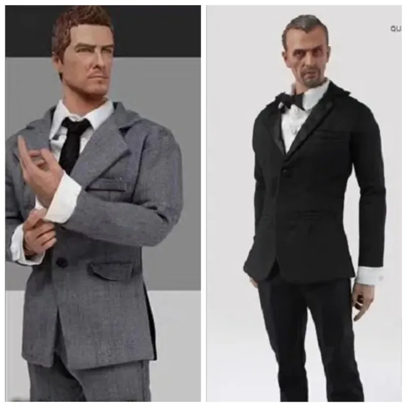 

1/6 Scale Male Soldier Western Suit Uniform Set Gray Black Colors Business Clothes Model for 12'' Action Figures Display Gifts