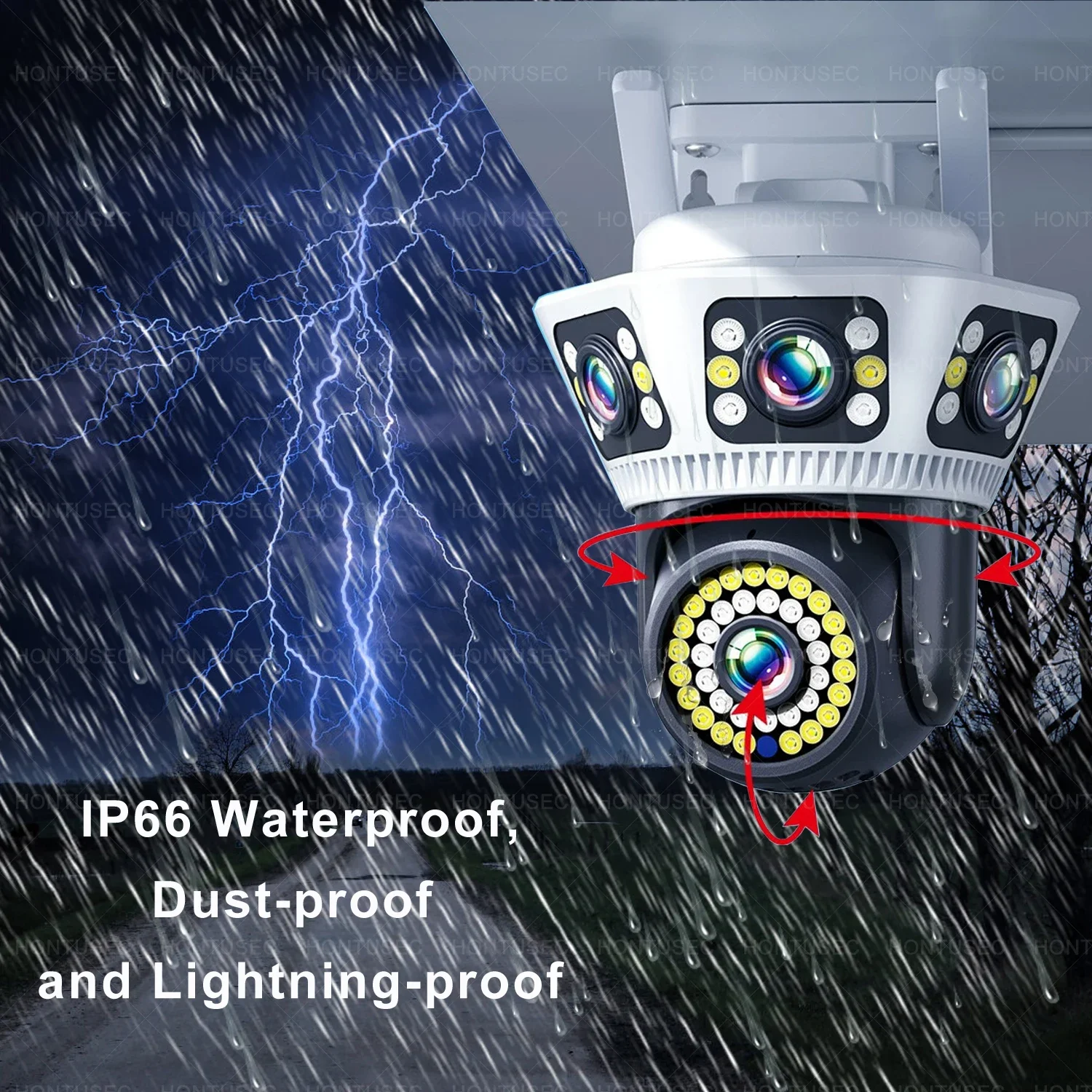 YOOSEE 6K 12MP 3 عدسة 3 شاشات واي فاي PTZ في الهواء الطلق مقاوم للماء اتجاهين الصوت اللون للرؤية الليلية نظام كاميرا أمان لاسلكي 4MP