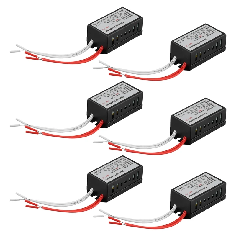 6Pcs Electronic Transformer 220V To 12V Adapter For Crystal Halogen Quartz Lamp 50W