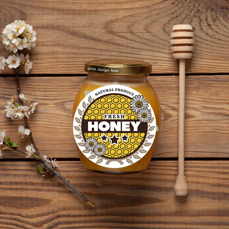 3.5cm/4.5cm Honey Jar Labels Honeycomb Bee Stickers Thanksgiving Day Circle Roll Seal Label Wedding Small Business Gift Tag