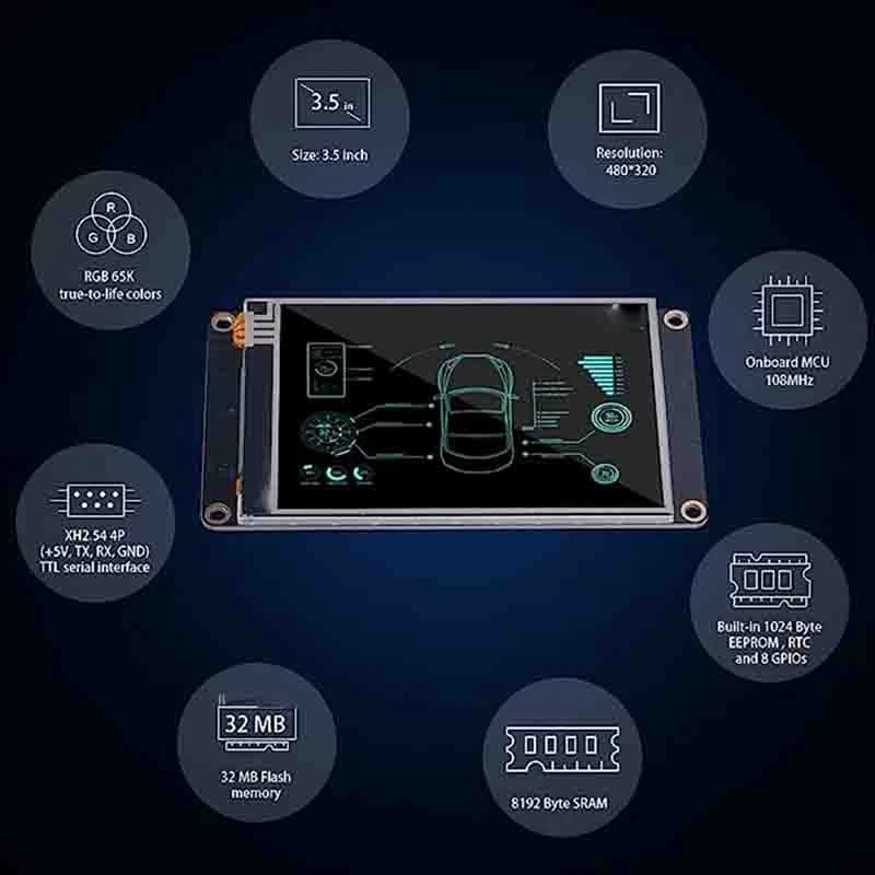 NEXTION HMI LCD Touch Display NX4832K035 3.5-Inch Resistive Display Enhanced Series UASRT TFT LCD Module