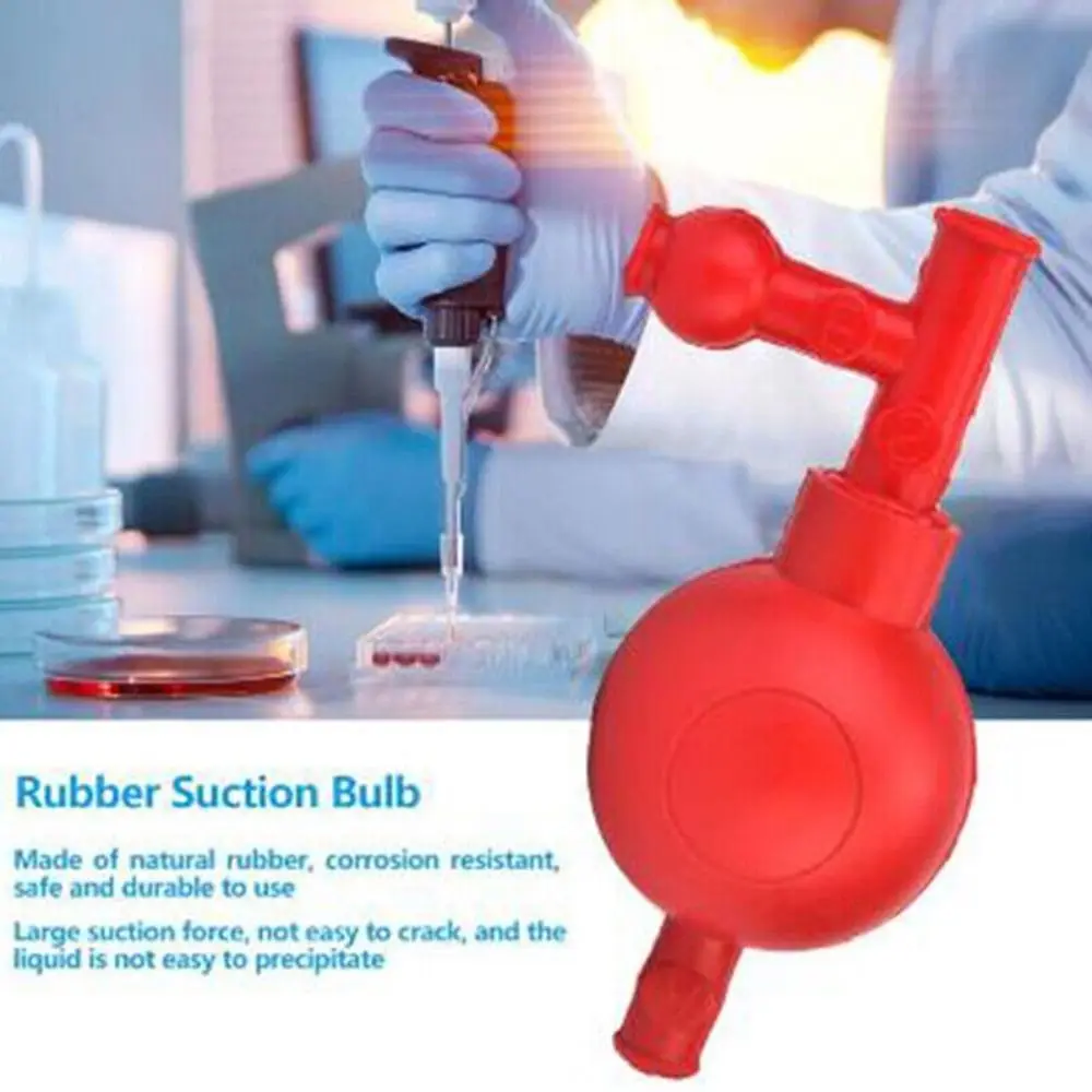 Bola de succión cuantitativa de tres vías, bombilla de succión de goma para laboratorio, relleno de pipeta cuantitativa de presión segura con suministros de laboratorio de 3 Val