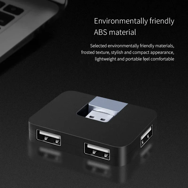 Anmck Hub Usb 4 port, pemisah antarmuka USB 2.0 stasiun Dok dapat diputar untuk Laptop PC komputer Macbook Air USB Hub