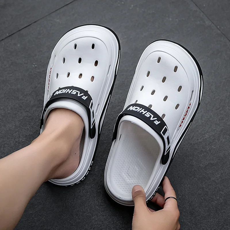 Summer Men Sandals Light EVA Men\'s Casual Shoes Hole Shoes Clogs Lovers Home Garden Outdoor Male Beach Flat Slippers Big Size