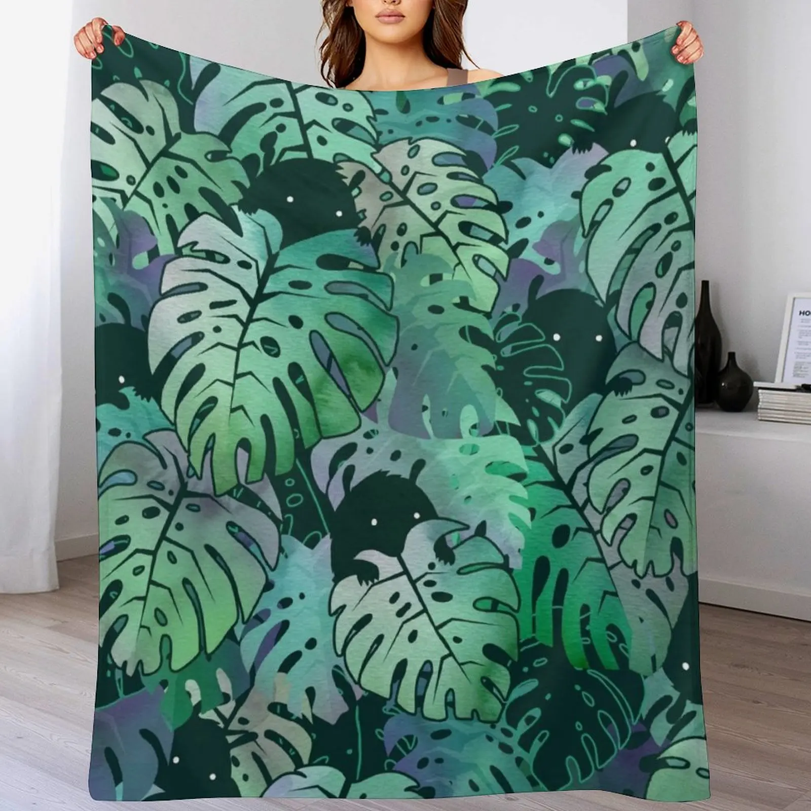 

Monstera Monsters Throw Blanket Stylish Couch Blanket for Home Living Room