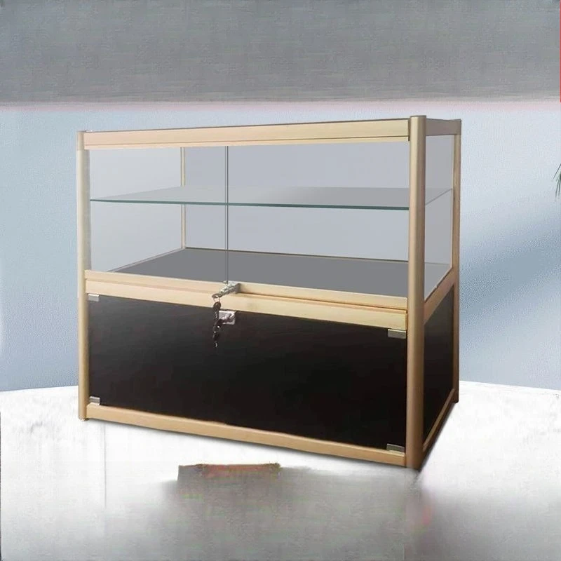 Comptoir de présentation transparent en verre pour bijoux, quincaillerie et échantillons, en métal