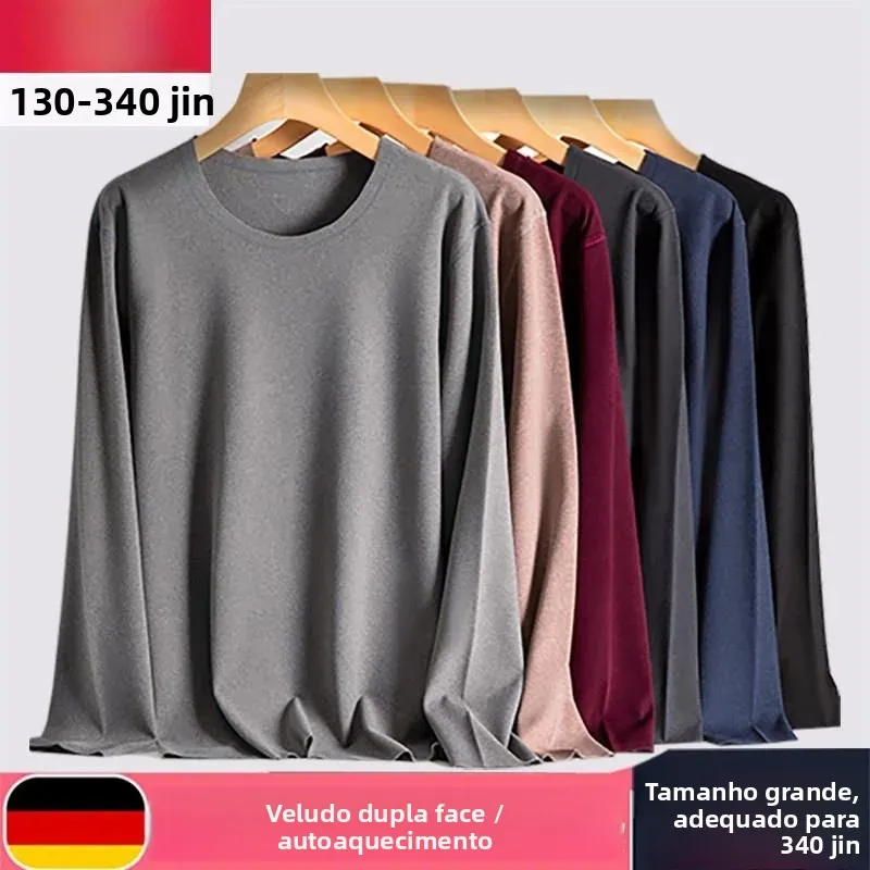 sous-vetement-thermique-pour-homme-grande-taille-double-de-polaire-chemise-de-base-fine-manches-elastiques-style-simple-chaud-coupe-ample-monocouche
