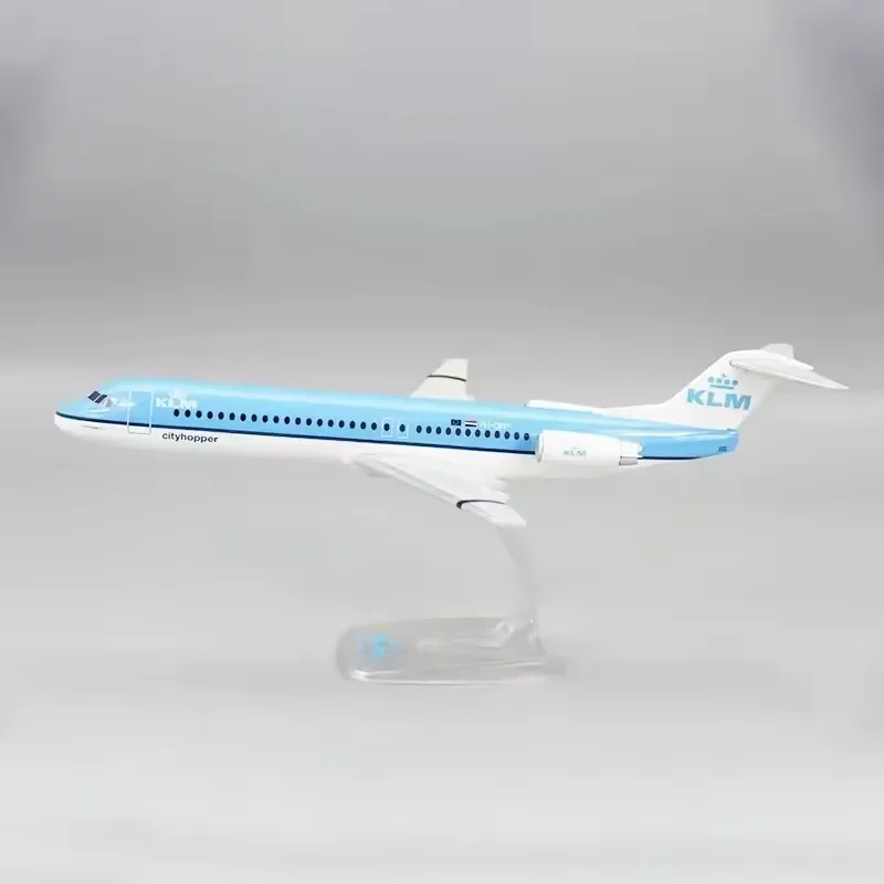 1:100 Scale KLM Fokker FK-100 FK100 Airlines ABS Plastic Airplane Model Aircraft ornaments Plane Model For Collection