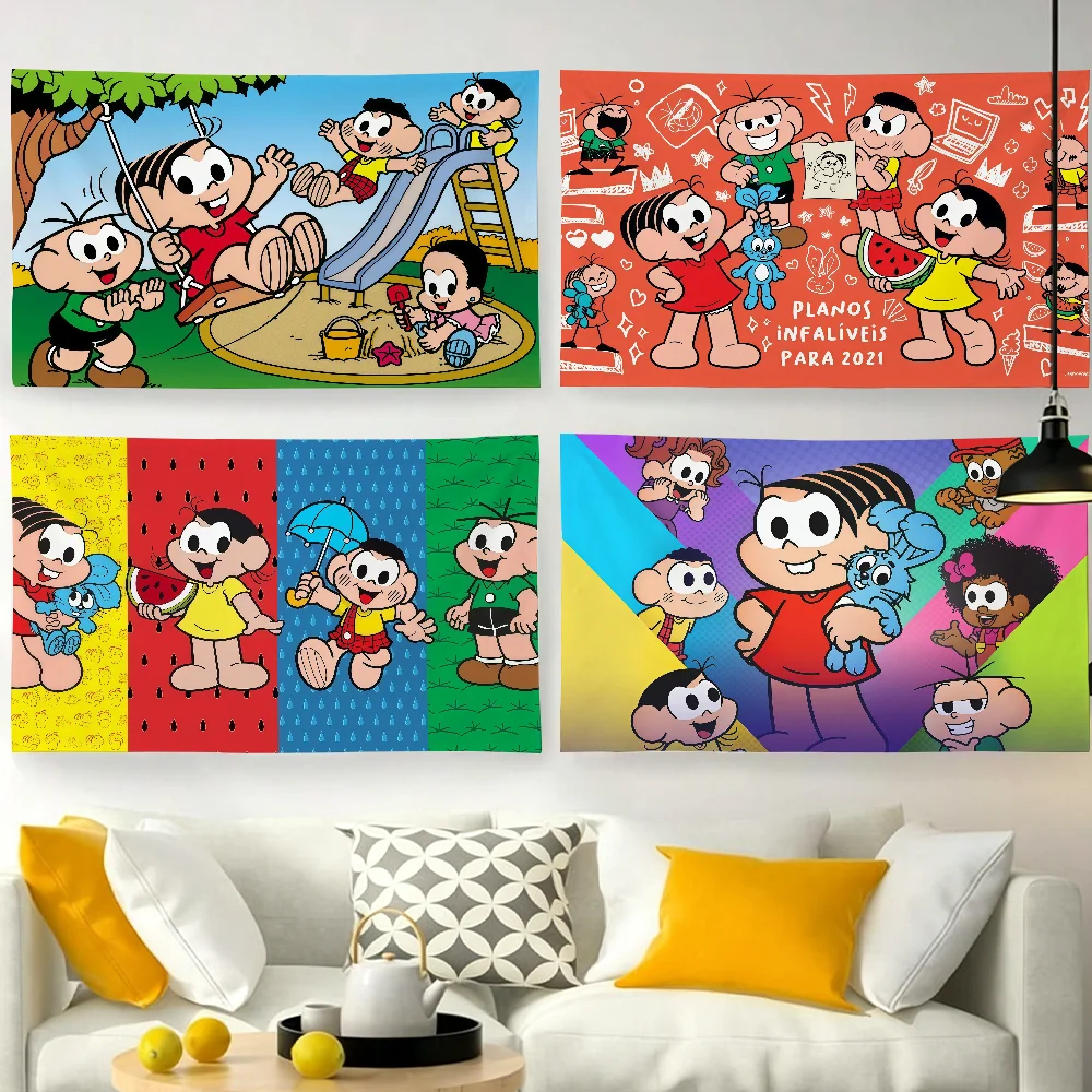 Cartoon T-Turma da M-Monica-S Flag For Garden Party Living Room Home Wall Decor Banner Bedroom Outdoor Tapestry