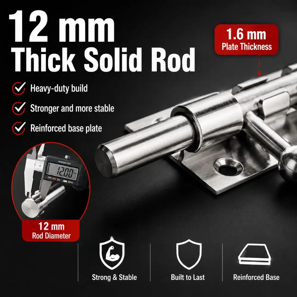 Durable 6 inch Barrel Bolt Latch 304 Stainless Steel Heavy Duty Gate Latch Padlock Hole Thickened Slide Bolt Lock Fence Garage