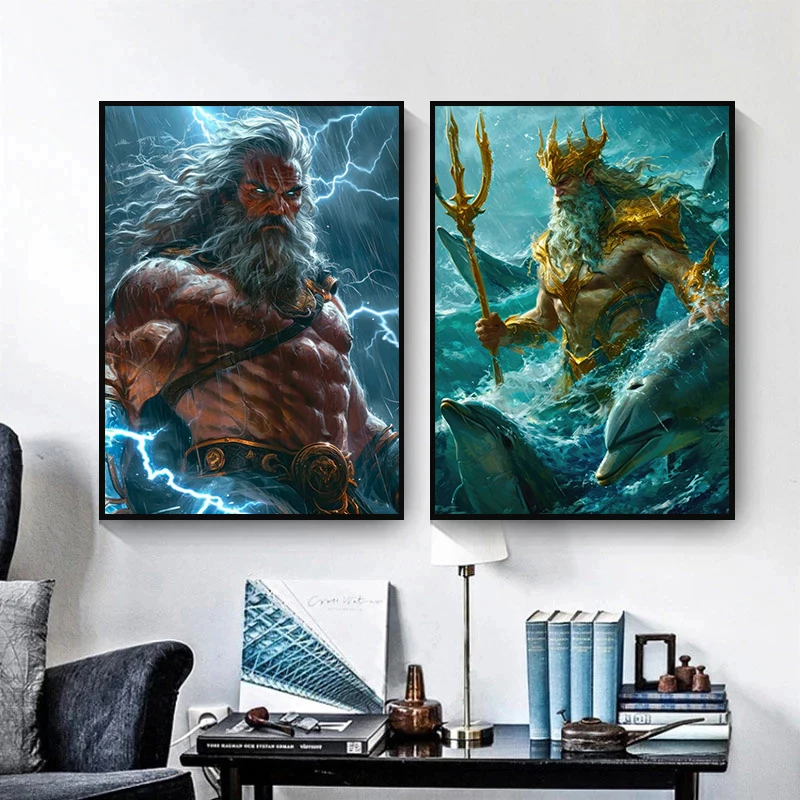 الخيال اليوناني الأساطير الفن أبولو أثينا هيستيا زيوس المشارك جميلة مثير آلهة جدار صورة يطبع قماش ديكور المنزل الحديث