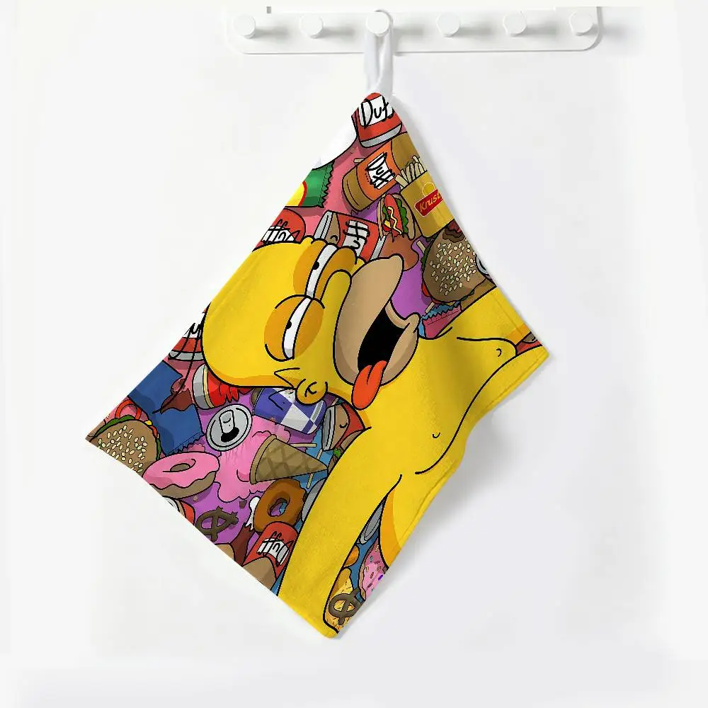 Anime T-The Simpsons Hanging Style Hand Wiping Towel, Polyester Cotton, Anti-fade for Indoor Kitchen Living Room