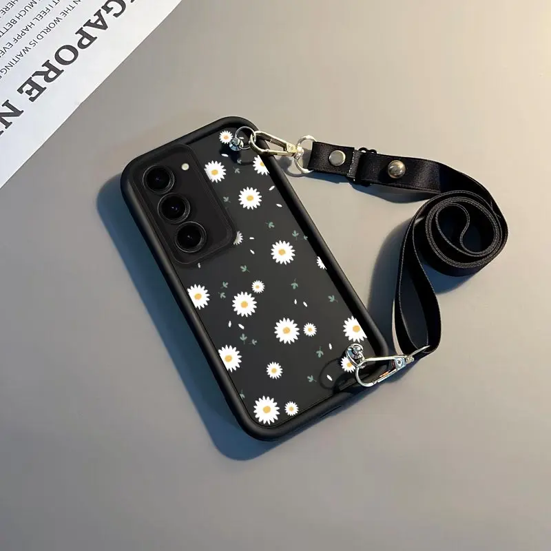 S23 Белый цветок Новый чехол для телефона со шнурком Sky Eye для Samsung S23 S23FE S24 S24Plus S23Plus S21FE S22Plus S21 S22 S23Ultra Cover
