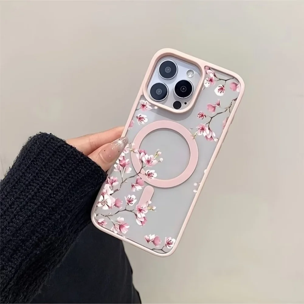 Flower Pattern Phone Case For iPhone 17 16 15 14 13 12 11 Pro XS Max XR Plus Mini 17e 16e Air X Magsafe Wireless Charging Cover
